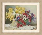 Cross stitch kit Still life with anemones 40x31cm Aida 18ct needlepoint kit
