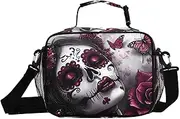 Sugar Skeleton Rose Insulated Lunch Box for Women Men - Ideal for Work, Picnics - Includes Adjustable Shoulder Strap