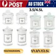 2 pcs Bulk Clear Glass Preserving Jars Lid Food Lolly Honey Condiment Storage