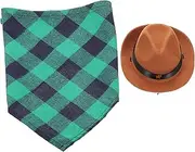 VERDANVERSE 1 Set Pet Hat Bandana Kit for Dogs and Cats Stylish Cowboy Hat and Bandana for Pets for Parties and Daily Wear Comfortable and Absorbent