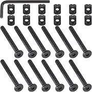 M6 x 60mm 24PCS Black Zinc Plated Hex Socket Cap Bolts Crib Bolts and Barrel Nuts Cross Dowel Replacement for Crib Cots Beds Chair Table Desk Furniture