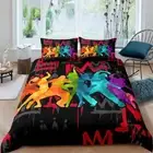 Bedding Set Double Size Rock Music Duvet Cover Dance Party Theme Comforter