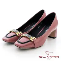 在飛比找momo購物網優惠-【CUMAR】漆皮扁跟高跟鞋(玫瑰粉)