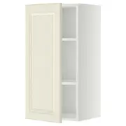 METOD wall cabinet with shelves, white/Bodbyn off-white, 40x37x80 cm