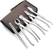 TianBonsai Bonsai Tools 3-Piece Alloy Steel Bonsai Tool Kit in Cluding 205mm Wire Cutter / 205mm Round Edge Cutter / 205mm Jin Plier / 200mm Straight Root Hook/Tweezers(NBK5-02)