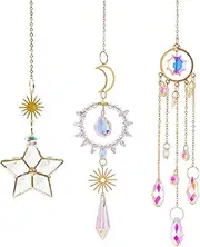 Pack of 3 Suncatchers Crystal Window Rainbow Crystals Pendant Butterfly Window Decoration Hanging Suncatcher for Window Home Garden Day Party Wedding Decoration Home Garden Decoration (3, Star)