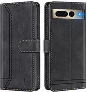 Compatible with Google Pixel 7 Pro Mobile Phone Case Leather Foldable Protective Case Wallet Cover Flip Case for Google Pixel 7 Pro Flip Case Black