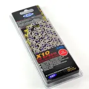 AU Ship~KMC X10 chain,116 link with Missing Link , Silver/Purple