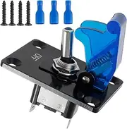 CCJZBCAU Car Toggle Switch with LED Indicator 12 to 24V Heavy Duty Toggle Switch with Aircraft Safety Cover 2 Pin SPST DC Toggle Switch Waterproof Lighted Toggle Switch for Cars Boats(Blue)