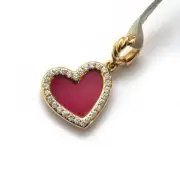 New DAVID YURMAN 11mm Elements Heart Enhancer Charm Rhodonite Diamond 18K Gold
