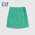 GAP 女裝 小碎花高腰修身A字短裙-綠色碎花(671509)