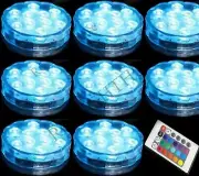 LED Light Puck or Pod Remote Control LED Submersible Lights - 8 pc w/ remote