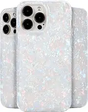 LONLI Hue - for iPhone 15 Pro Max Case - White Pearl Tort Phone Case with [4 Airbag Cushioned Corners] - Elegant, Unique and Aesthetic Shockproof Cover for Women and Girls (2023)