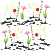 30PCS Sprout Clips Plant Bean Hair Mini Leaf Mushroom Flower Metal Hair Clips
