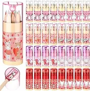 Fumete 32 Pack Mini Drawing Colored Pencils Valentine's Day Gifts Cute Portable Coloring Pencils with Sharpener in Tube Valentine's Day Gifts for Students Classroom Reward, 12 Count in Tube