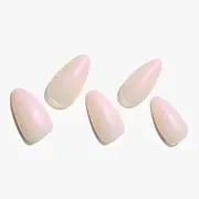 Press on Nails Almond, GLAMERMAID Handmade Press on Nails Medium Fake Nails Short with Glue, Nude Solid Color False Nails, 24Pcs Reusable Stick on Nails Acrylic Nails Kits for Women Girls Gift