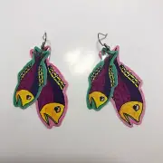 Vintage-Signed & Dated- Boom Boom Wiz -Two Singing Fish- Earrings- Original Card