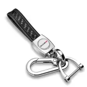 for Nissan NISMO in White Genuine Carbon Fiber Loop-Strap Chrome Hook Key Chain