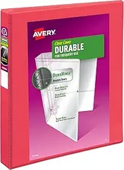 Avery(R) Durable View 3 Ring Binder, 1 Inch Slant Rings, 1 Coral Binder (17293)