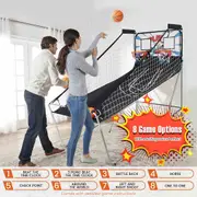 Costway Arcade Basketball Game Double Shoting Machine 4 Players Electronic Scoring w/8 Playing Modes&4 Balls