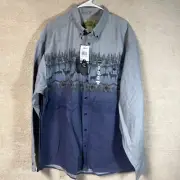 Cabelas Printed Chamois Flannel Shirt Mens 2XL Tall Blue Deerskin Soft