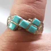 Native American NAVAJO RING - Turquoise & Sterling Sizes 7.75 to 8.75