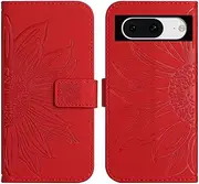 Compatible with Google Pixel 8a 5G Cover,Compatible with Google Pixel 8a 5G Flip Kickstand Card Slots Magnetic Closure Phone Case Red