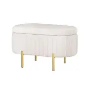 Artiss Storage Ottoman Blanket Box 87cm Velvet Oval White