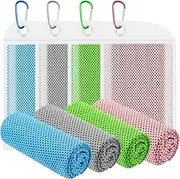 Leuceiy 4 Pack Cooling Towels (40"x12"), Cooling Towels for Neck and Face, Gym Towel for Working Out, Soft Breathable Microfiber Ice Towel for Yoga Sport Running Golf