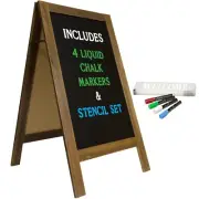 Large Sturdy Handcrafted 40" x 20" Wooden A-Frame Chalkboard Display / 4 Liqu...