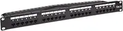 Monoprice 24-Port Cat6 Unshielded UL Listed Patch Panel, 1U, 110/Dual IDC, with Wire Support Bar, Metal Front, PoE+ (TAA), T568A/B, 22-24 AWG, Gold Plated Contacts, Black