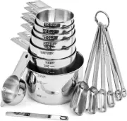 18/8 Stainless Steel Measuring Cups & Spoons Set - Lifetime Durability Guarantee