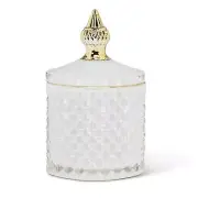 White Quilted Look Covered Jar