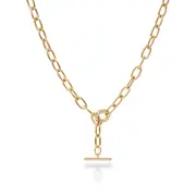 Paperclip Fob Chain Necklace in 18kt Gold Plated Sterling Silver