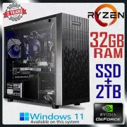 AMD Ryzen 5 5500 Gaming PC GeForce 32GB RAM Computer SSD+2TB Home Desktop System