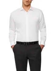 [Van Heusen Black Label] Tailored Long Sleeve Plain Twill Business Shirt in White