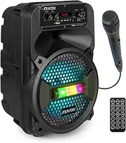 Fenton FPC8 Portable Wireless Bluetooth Party Speaker with LED RGB AUX Remote USB for Karaoke with Portable Battery