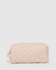 Pink Ella Quilted Soft Cosmetic Case