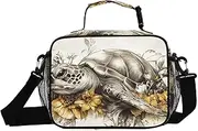 Insulated Lunch Box Sea Turtle Flower for Women Men - Ideal for Work, Picnics - Includes Adjustable Shoulder Strap