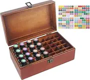 PhantomSky Wooden Essential Oil Storage Box Case, Portable Organizer Holds 36 Bottles 5ml, 10ml, 15ml, 20ml Sizes and 30ml Roller Bottles - Wood Holder Safe For Carrying and Home Display
