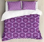 Duvet Cover Set, Fractal Prehistoric Mosaic Style Inspired Abstract Trippy