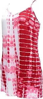 [COLLBATH] Ladies Tie Dye Jumpsuit Bodysuit Shorts Tie Dye Dresses for Women Dresses Summer Women Casual Shorts Sleeveless Dress for Women Romper Pajama Tie Dye Tank Top Polyester Red