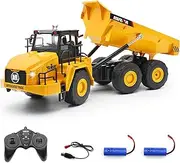 Fistone Remote Control Dump Truck Toy, 11 Channel 2 Batteries Remote Control Construction Toy Vehicles with Lights/Sounds, RC Dump Truck Toys for 8-12 Years Old Boys and up- Toy Trucks 1:16 Scale