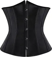 [Pitauce] Underbust Corset - Corsets for Women - Waist Cincher Shaper Vintage Plastic Bones Satin Lace Up Corset Tops Sheapwear