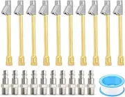 LOCADENCE 10 Set Dual Head Air Chuck, 1/4in NPT 2 Way Connection Extended Air Chuck with Quick Plug, Heavy Duty Brass Air Chuck Set for Semi Truck Motorcycle