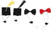 PENIKOKO 4Pcs Adjustable Pet Graduation Caps with Necktie Dogs Cats Graduation Hats Stylish and Comfortable for Various Costume Accessories