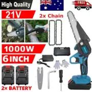 6 inch Chainsaw Cordless Electric 2X Battery-Powered Wood Cutter Rechargeable