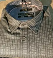 NWT Ted Baker men's size 7(3XL)long sleeve button down shirt Fancy Abstract Shap