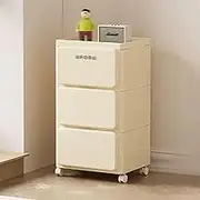 GUAWJRZDP Chest of Drawers, Storage Cabinet Plastic, Movable Drawer Chest, Drawers Storage Cabinet, Drawer Chest Tall for Closet, Kids, Living Room, Off-White(3-Tier)