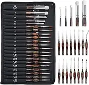 Nicpro 21PCS Miniature Paint Brushes Drybrush, Model Paint Brush Set for Acrylic, Watercolour Detail Paint Brush Dry Brush for Model, Miniature Model, Paint by Number- with Cloth Roll